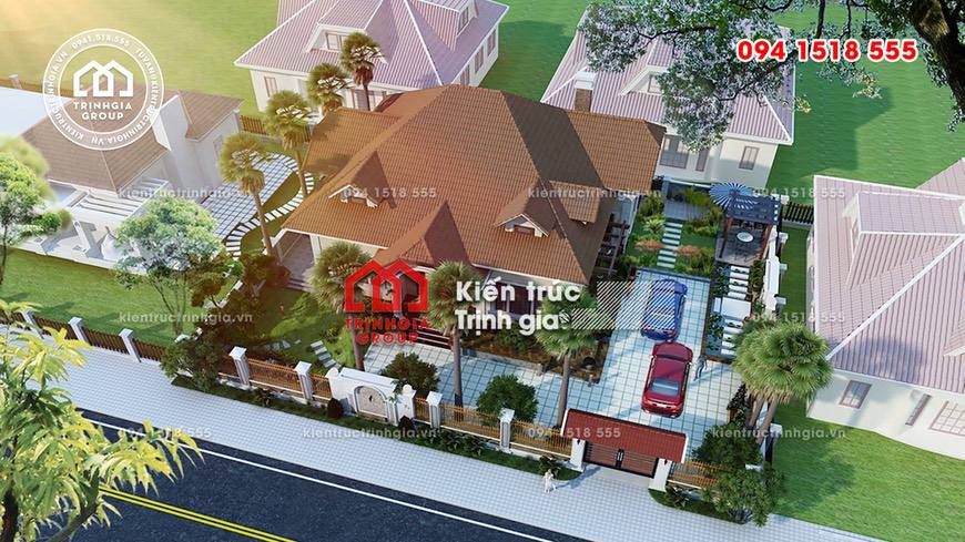 Mẫu biệt thự mini đẹp kết hợp sân vườn tiểu cảnh ở Nam Định
