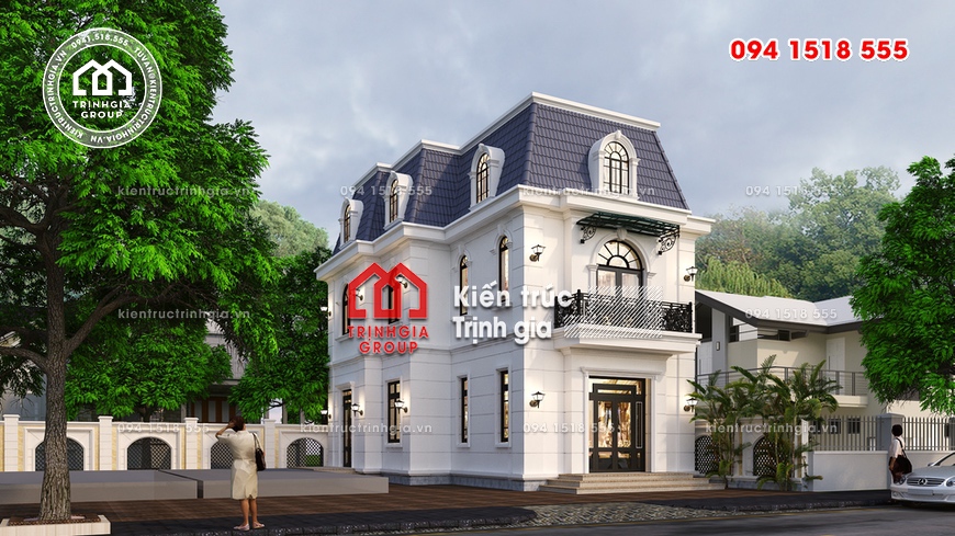 Thiết kế mẫu nhà biệt thự phố bán cổ điển kiểu Pháp ở Hà Nội