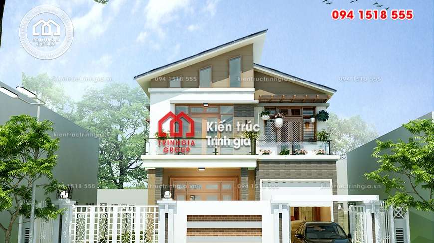 Thiết kế mẫu nhà biệt thự 2 tầng mái thái đẹp ở Vĩnh Phúc