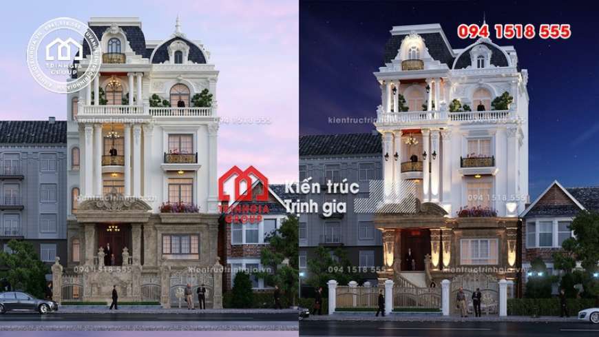 Mẫu biệt thự 4 tầng tân cổ điển đẹp sang lộng lẫy ở Hà Nội
