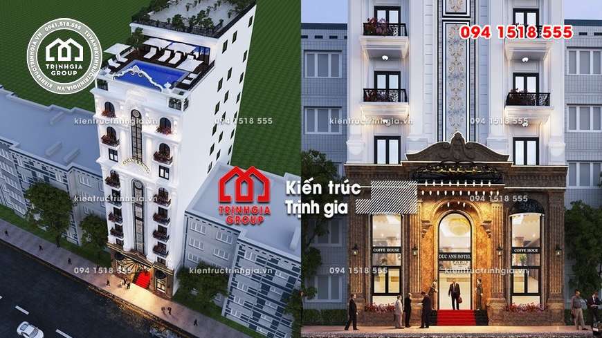 Thiết kế khách sạn mini đẹp với tiêu chuẩn 2 sao và 10 tầng