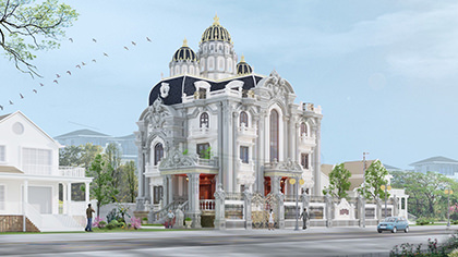 Thiết kế mẫu dinh thự 3 tầng tân cổ điển tại Kiên Giang