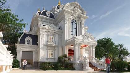 Thiết kế mẫu nhà biệt thự lâu đài 3 tầng cổ điển tại Hà Nội
