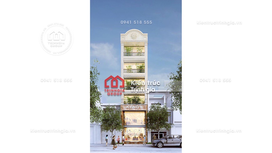 Thiết kế nhà mặt phố để kinh doanh 7 tầng kết hợp thang máy