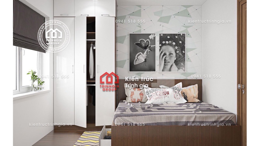 Mẫu thiết kế nội thất chung cư 2 phòng ngủ đẹp ở Linh Đàm